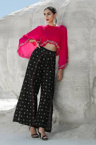 Ameera Pinkmess Top with Flutter Pants Set