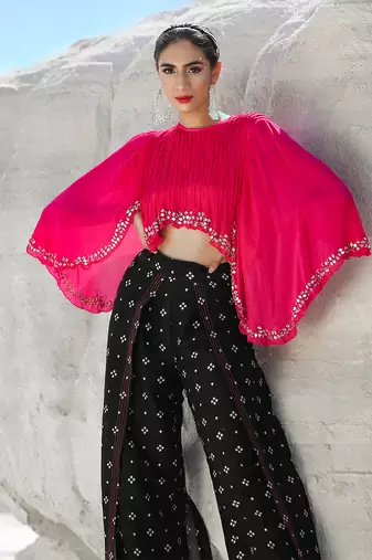 Ameera Pinkmess Top with Flutter Pants Set