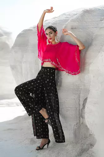 Ameera Pinkmess Top with Flutter Pants Set