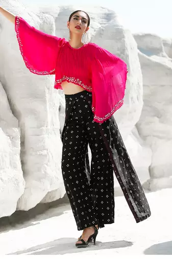 Ameera Pinkmess Top with Flutter Pants Set