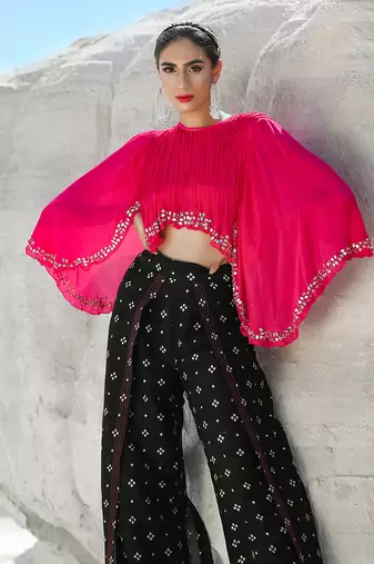 Ameera Pinkmess Umbrella Sleeve Top
