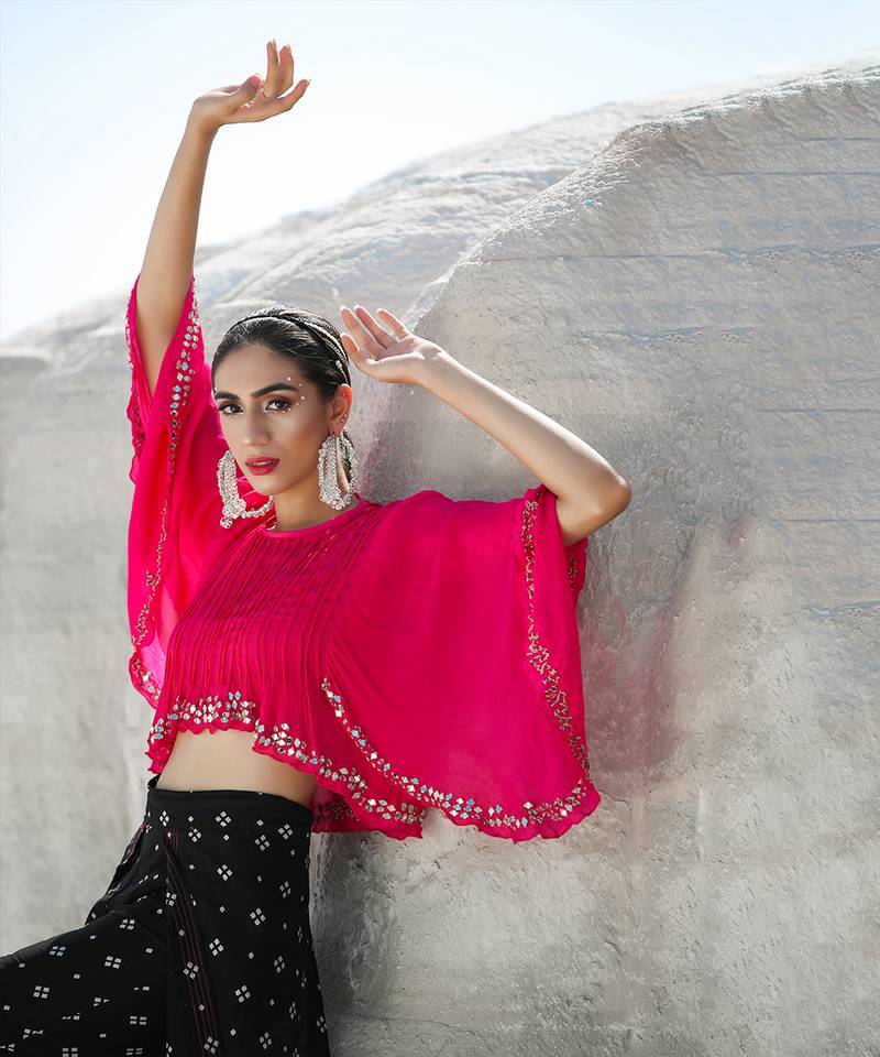 Ameera Pinkmess Umbrella Sleeve Top