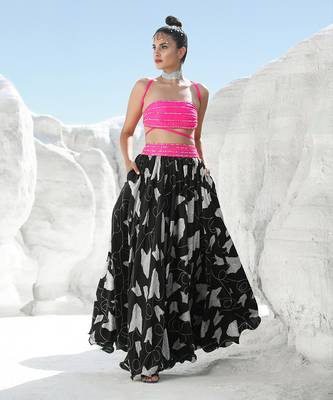 Ameera More Pink Rope Bandeau Top with Volume Skirt 1