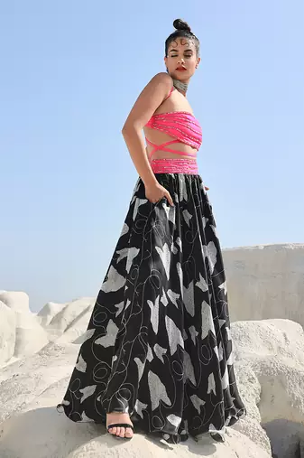 Ameera More Pink Rope Bandeau Top with Volume Skirt