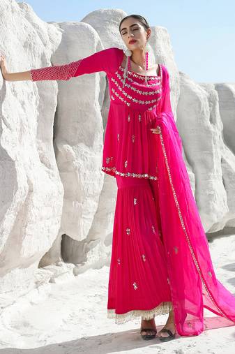 Ameera Pink Mess Sharara Set