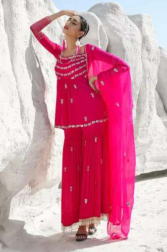 Ameera Pink Mess Sharara Set