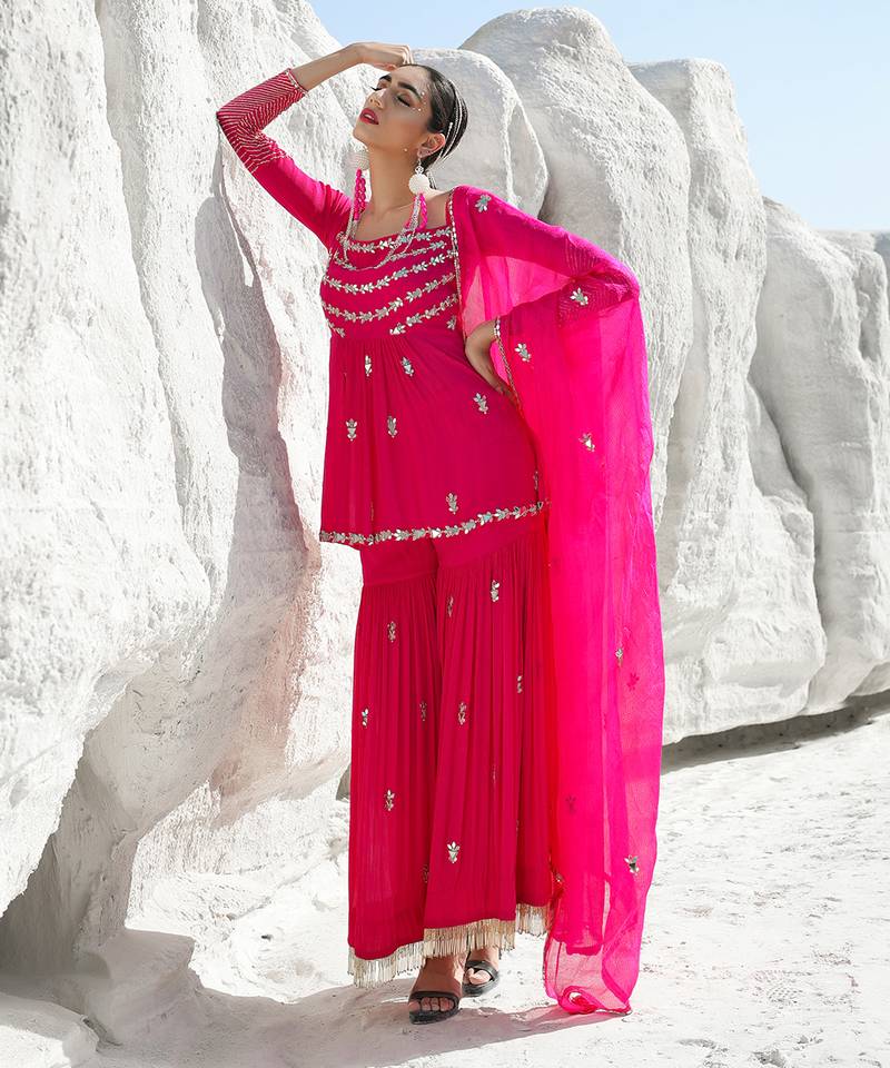 Ameera Pink Mess Sharara Set