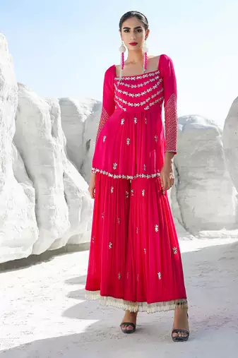 Ameera Pink Mess Sharara Set