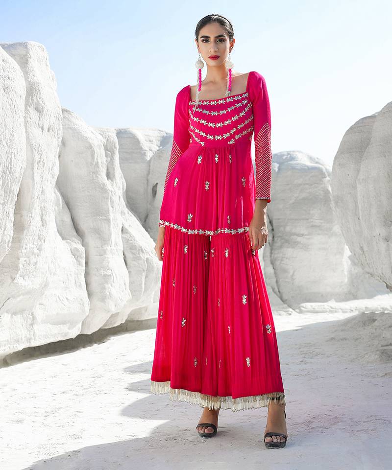 Ameera Pink Mess Sharara Set