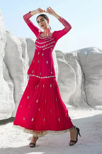 Ameera Pink Mess Sharara Set