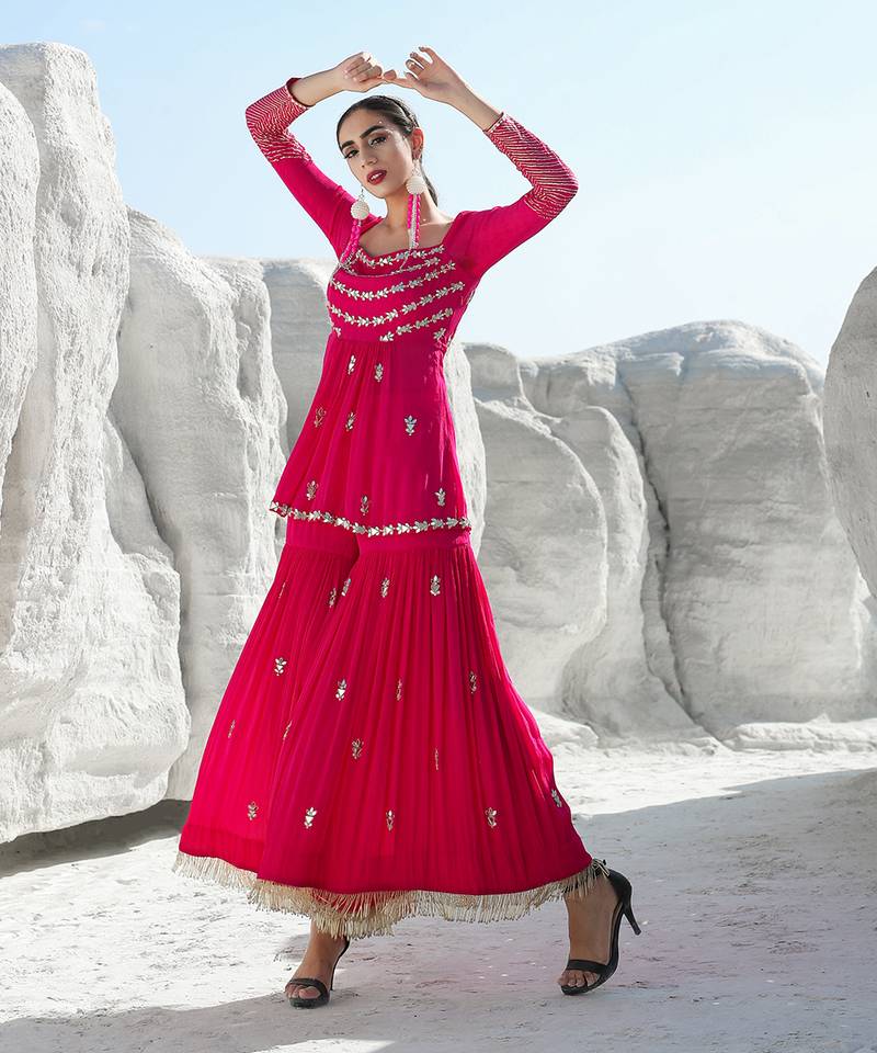 Ameera Pink Mess Sharara Set