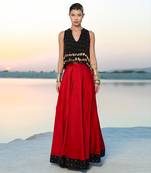 Ameera Dandy Top With Love Red Umbrella Skirt Set