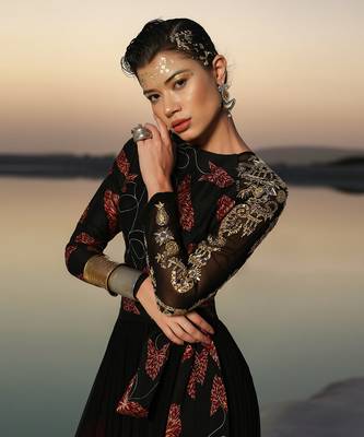 Ameera Magical Sleeve Top With Hued Skirt Set 3