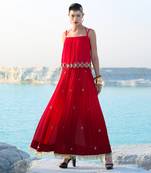 Ameera Romantic Red Dazzle Singlet With Wide Legged Palazzo