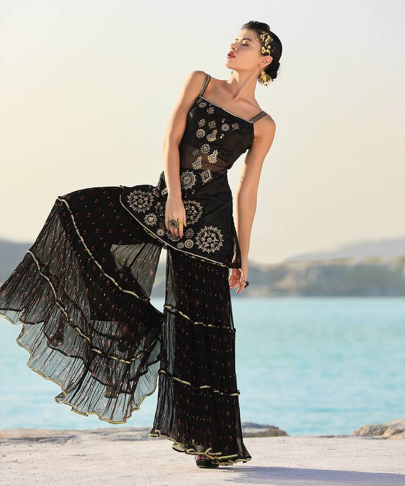 Ameera Enchanted Tunic With Tier Sharara Set