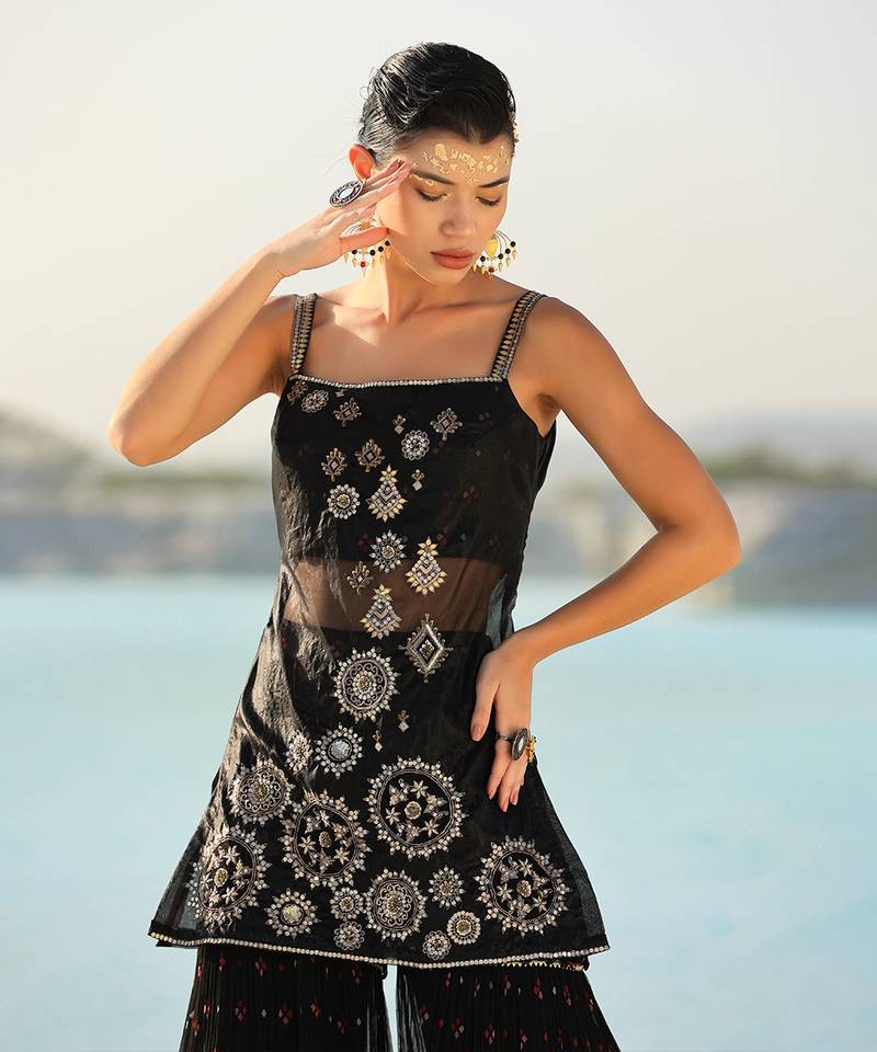 Ameera Enchanted Tunic With Tier Sharara Set