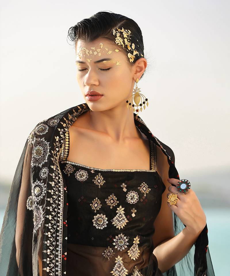 Ameera Enchanted Tunic With Tier Sharara Set