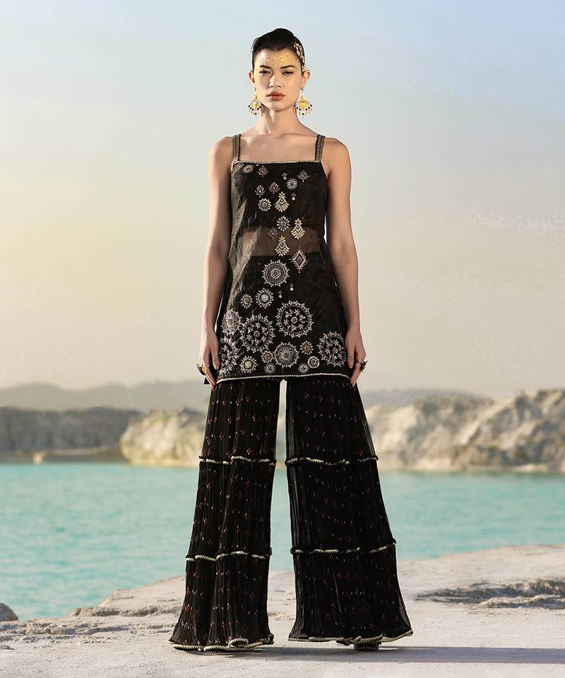 Ameera Enchanted Tunic With Tier Sharara Set