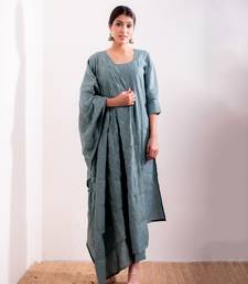 Blue Husna Straight Fit Kurta Set