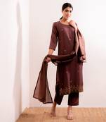 Rust Maroon Begum Kurta Set