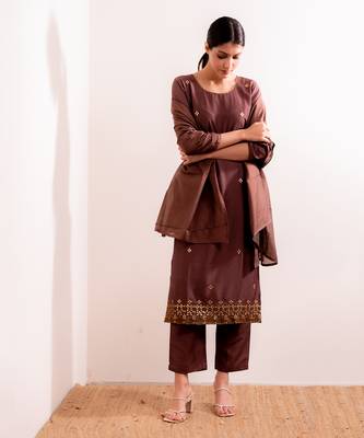 Rust Maroon Begum Kurta Set 2