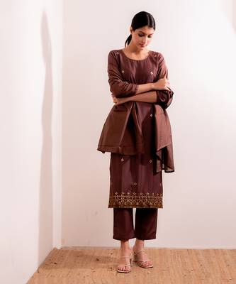 Rust Maroon Begum Kurta Set 3
