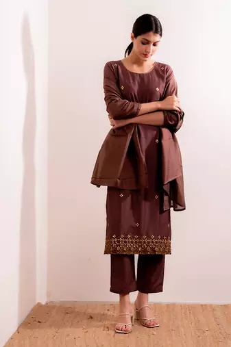 Rust Maroon Begum Kurta Set