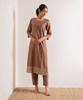 Brown Kurjan Straight Fit Kurta Set 5