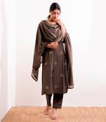 Grey Roza Straight Fit Kurta Set