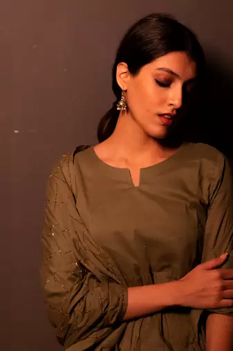 Green Nazar Anarkali Suit Set
