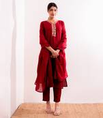 Red Khat Straight Fit Suit Set