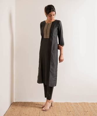 Olive Green Reet Straight Fit  Suit Set 4
