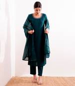 Turquoise Sufi Straight Fit  Suit Set