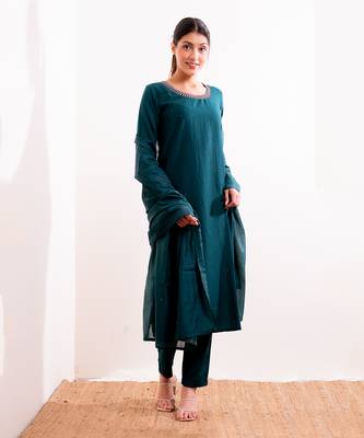 Turquoise Sufi Straight Fit  Suit Set 2