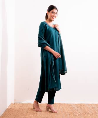 Turquoise Sufi Straight Fit  Suit Set 4