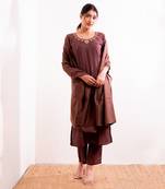 Rust Maroon Sarang Straight Fit  Suit Set