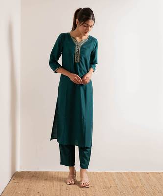 Turquoise  Vaani Straight Fit  Suit Set 3