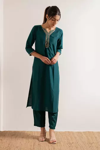 Turquoise  Vaani Straight Fit  Suit Set