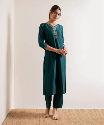 Turquoise  Vaani Straight Fit  Suit Set 4
