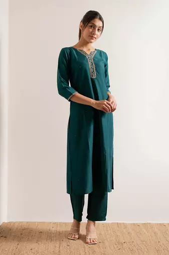 Turquoise  Vaani Straight Fit  Suit Set
