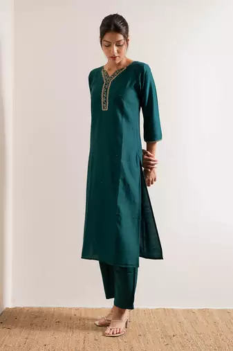 Turquoise  Vaani Straight Fit  Suit Set