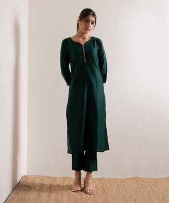 Green Rooh Straight Fit  Suit Set 2