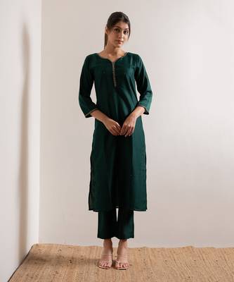 Green Rooh Straight Fit  Suit Set 3