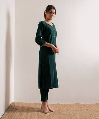 Green Rooh Straight Fit  Suit Set 5