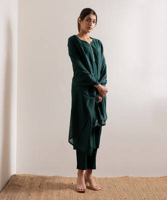 Green Rooh Straight Fit  Suit Set 6