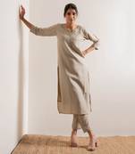 Cream Ivroy Seerat Straight Fit  Suit Set