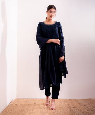 Navy Blue Aayat Straight Fit  Suit Set 2