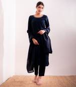 Navy Blue Aayat Straight Fit  Suit Set