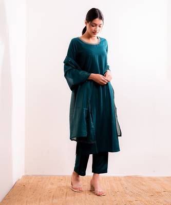 Turquoise  Naina Straight Fit  Suit Set 2