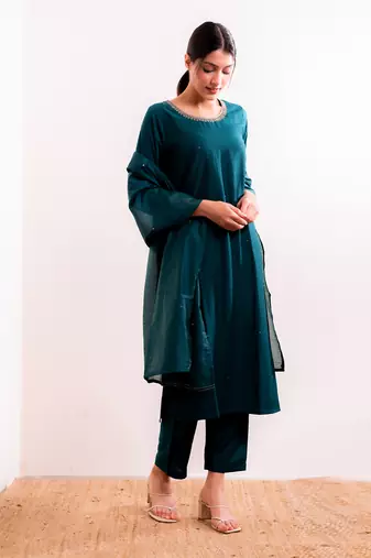 Turquoise  Naina Straight Fit  Suit Set